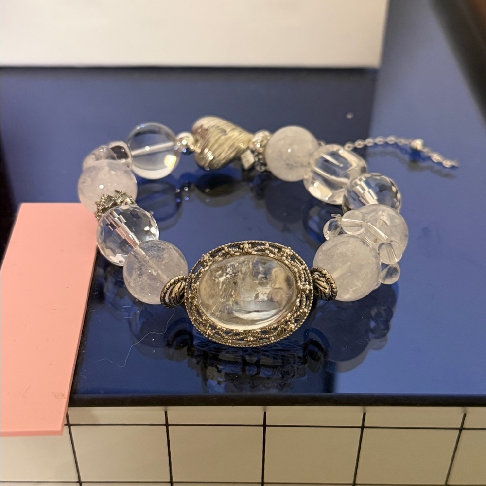 Elegant Silver and Clear Beaded Bracelet